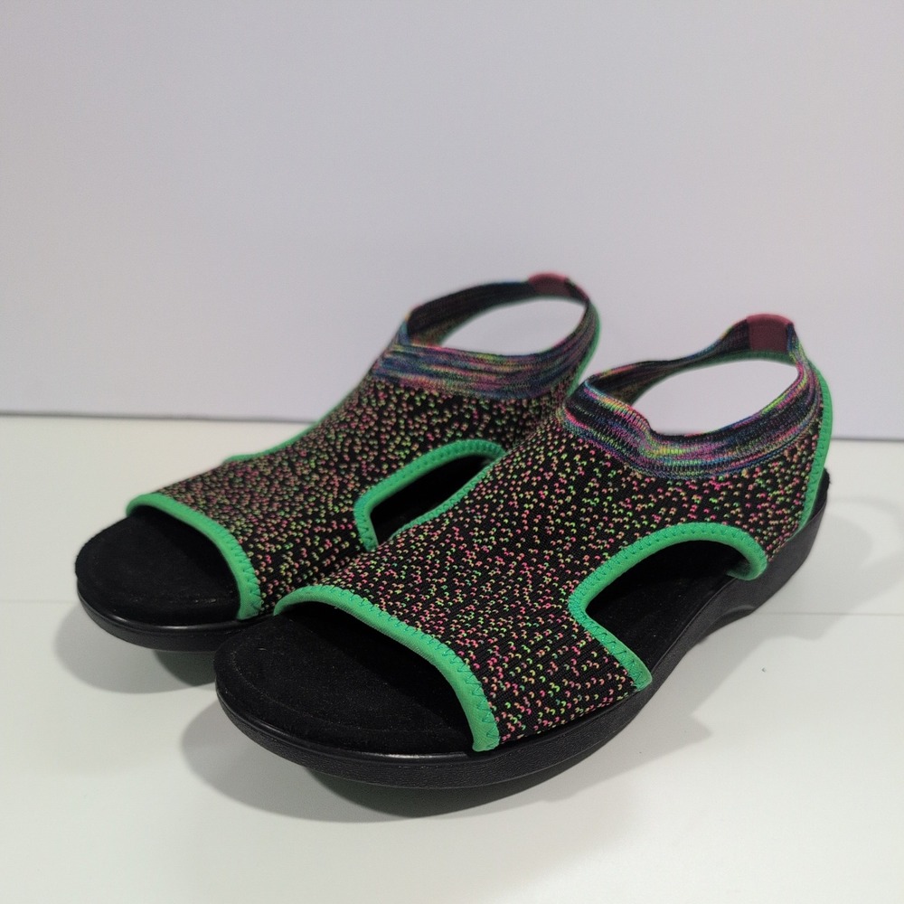TRAQ by Alegria Women Multi-Color Knit Sandals Neon Green 41 US 10.5-11